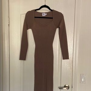 Long Brown Knit Dress